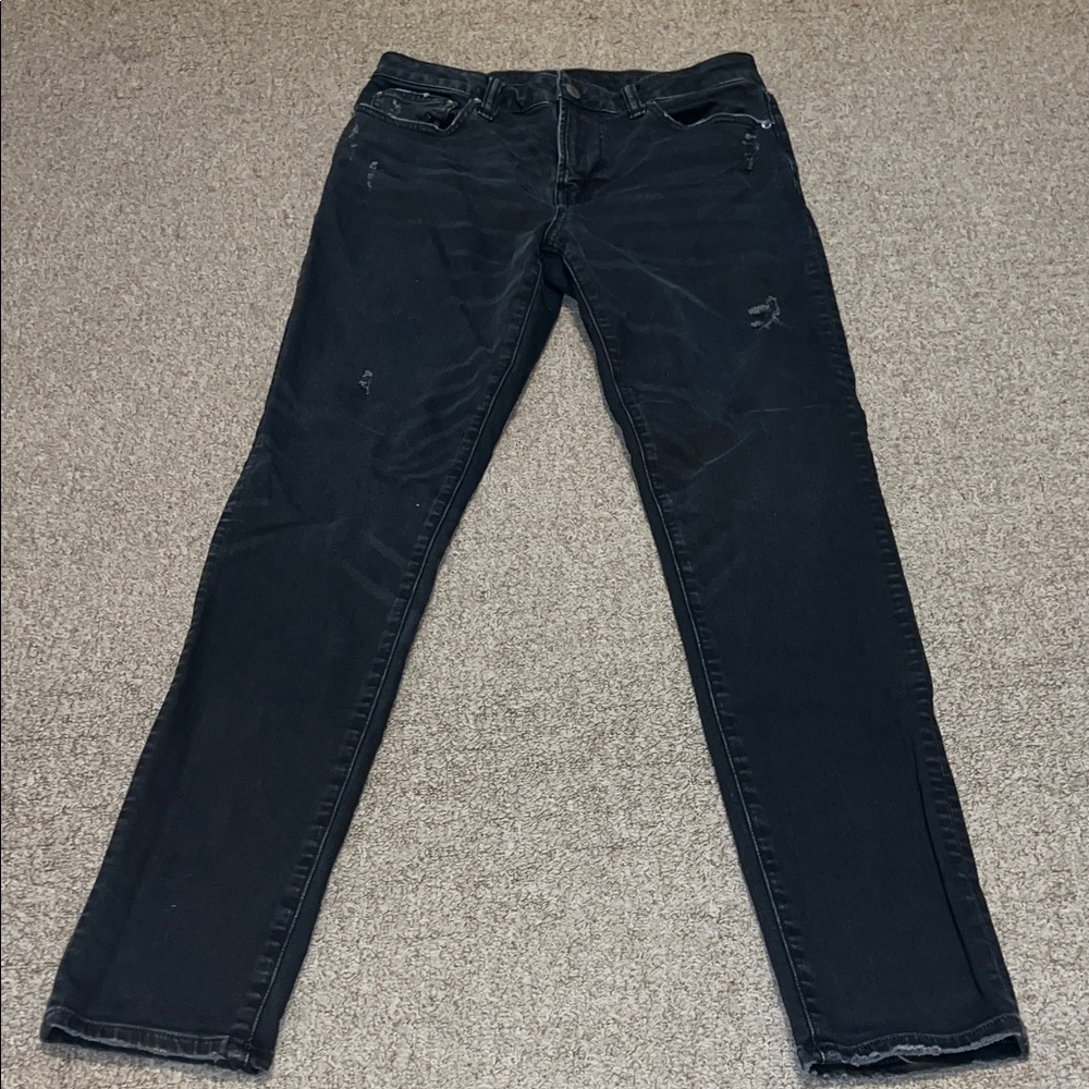 American Eagle Outfitters Distressed Black Skinny Jeans 30x32
